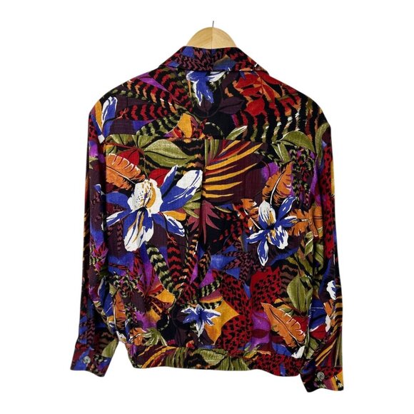 CHU Circa 60's-70's Vintage Womens Vibrant Floral Printed Blazer | Sz M USA Made - Picture 2 of 8